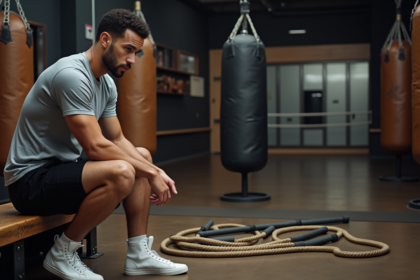 Jeune boxeur concentré dans une salle d'entraînement