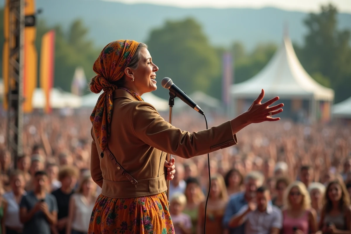 Chanteuse charismatique en performance lors d