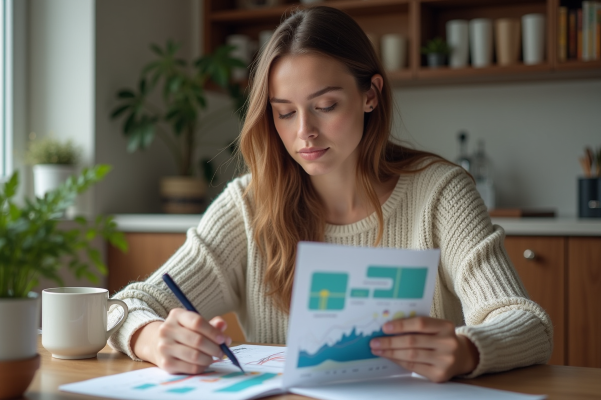 Jeune femme lisant un livret d