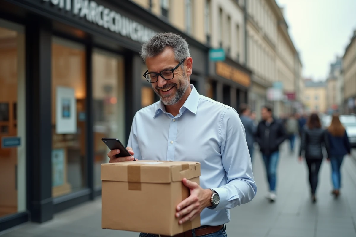 Homme vérifiant son smartphone près d