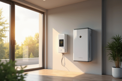 Intérieur moderne avec batterie de stockage d énergie murale