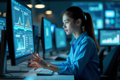 Ingénieure jeune femme en laboratoire technologique