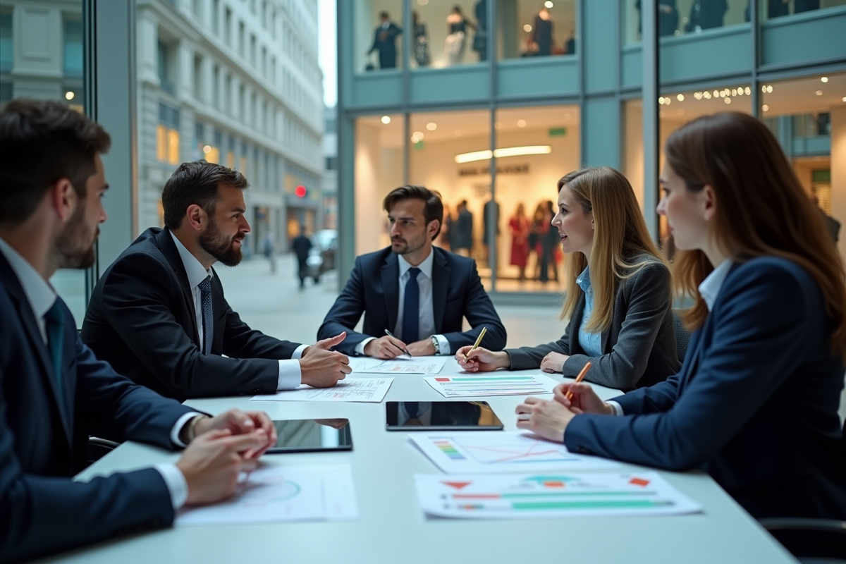 Professionnels discutent autour d une table dans un bureau moderne