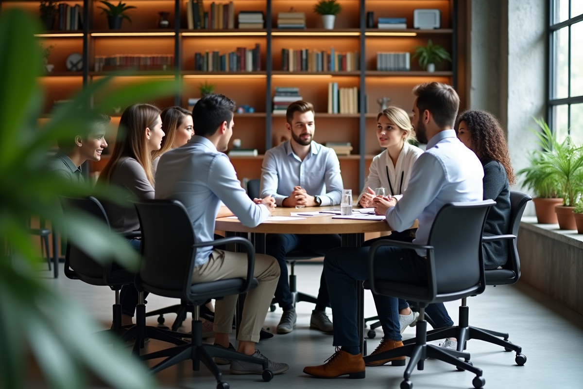 Groupe de jeunes professionnels en réunion de travail